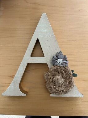 Splendid Gold Wooden Banner with Burlap Floral Accent